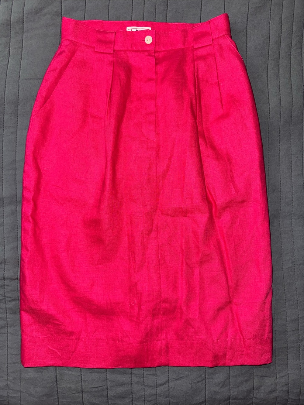 Talbots Hot Pink Linen Pencil Skirt with Front Pleats size 8
